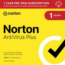 Norton AntiVirus Plus, 2024 Ready , Antivirus software for 1 Device with Auto-Renewal - Includes Password Manager, Smart Firewall and PC Cloud Backup [Download]